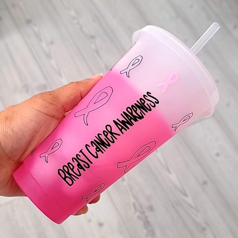 Custom Breast Cancer Awareness Color Changing Cup / Tumbler
